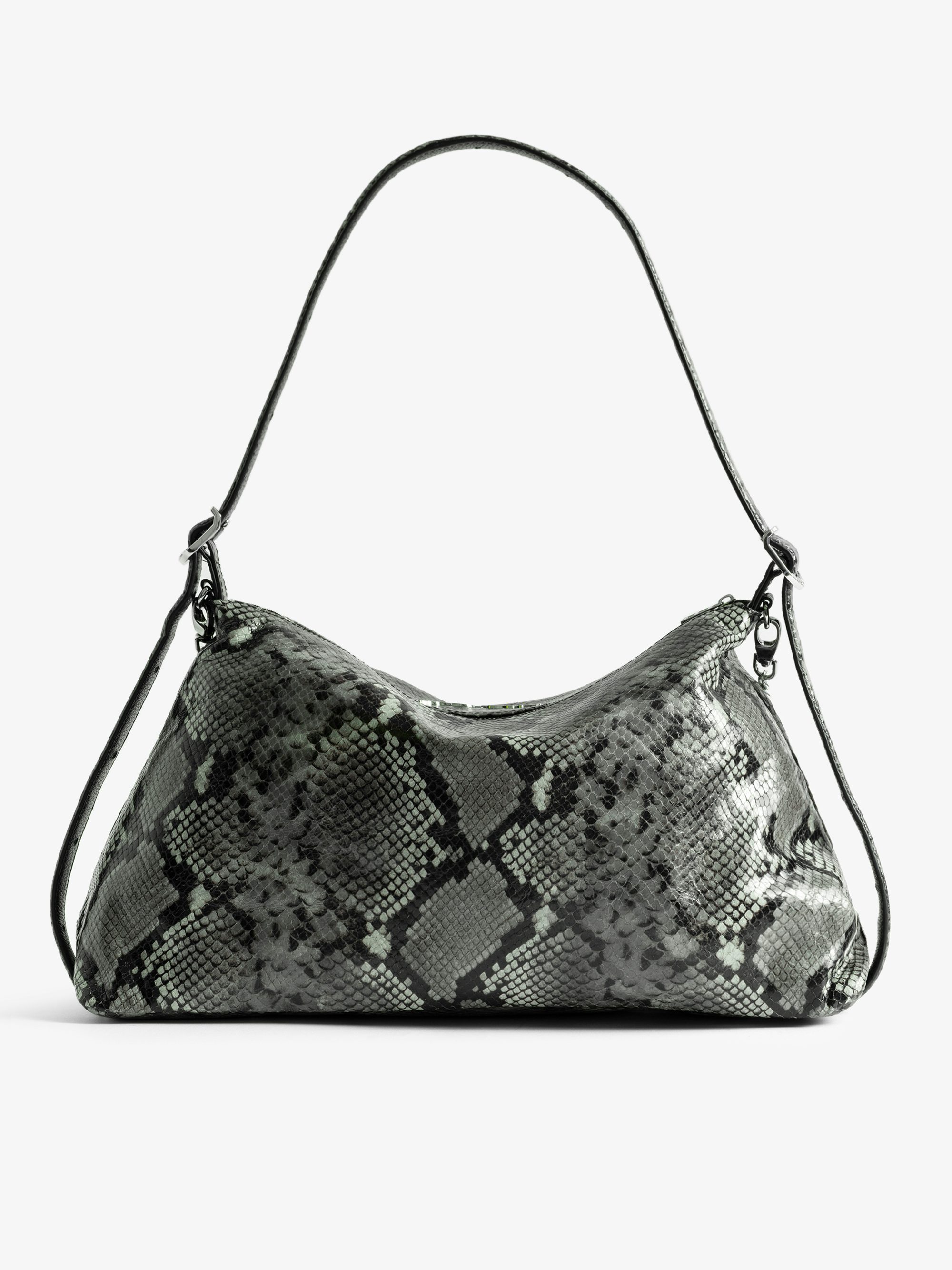 Jim Wild Bag - Soft python-effect leather bag adorned with a chain and rhinestone wing.